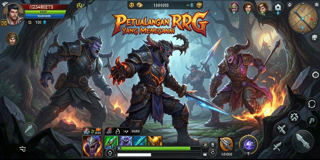 Screenshot dari gameplay 1234BETS yang menampilkan pertarungan epik dan karakter.