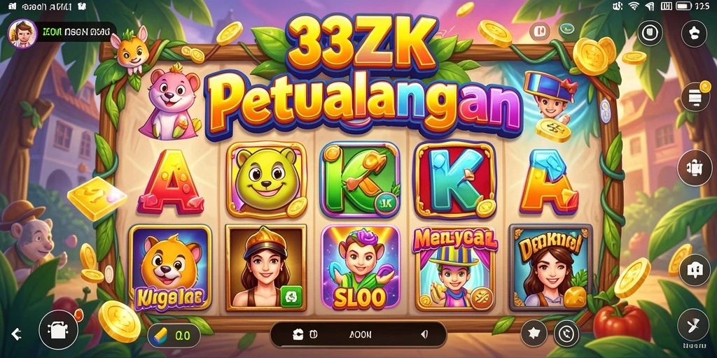 Gameplay utama 33ZK dengan grafis slot yang menarik.