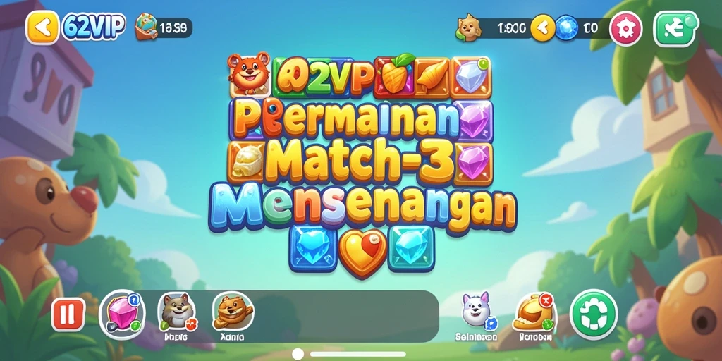 Tampilan gameplay seru dari 62VIP dengan pengalaman Match-3.