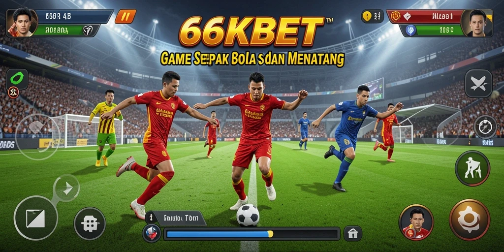 Screenshot utama 66KBET menampilkan keseruan gameplay sepak bola.