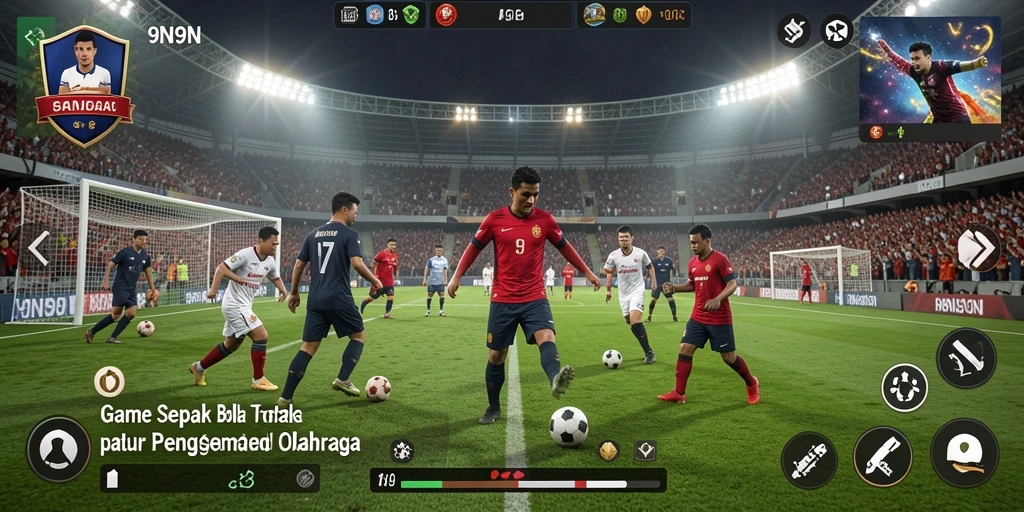 Tampilan gameplay menakjubkan dari 9N9N dengan aksi sepak bola yang seru.