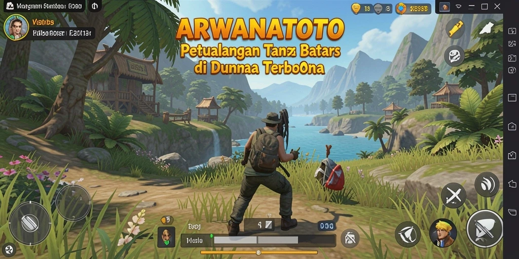 Screenshot gameplay ARWANATOTO menampilkan dunia terbuka yang kaya.