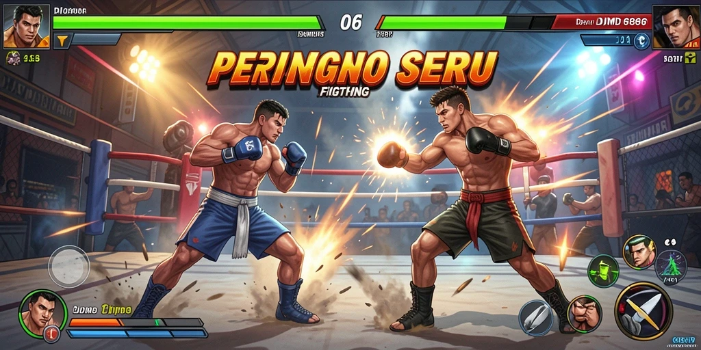 Screenshot gameplay DMD686 menampilkan aksi bertarung yang mendebarkan.