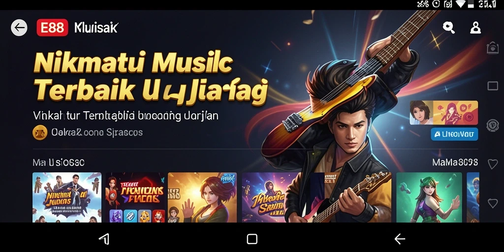 Screenshot E88 menunjukkan tampilan antarmuka musik yang menarik dan intuitif.