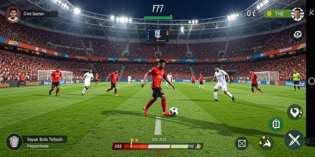 Screenshot F7F7 menampilkan aksi sepak bola yang mendebarkan.