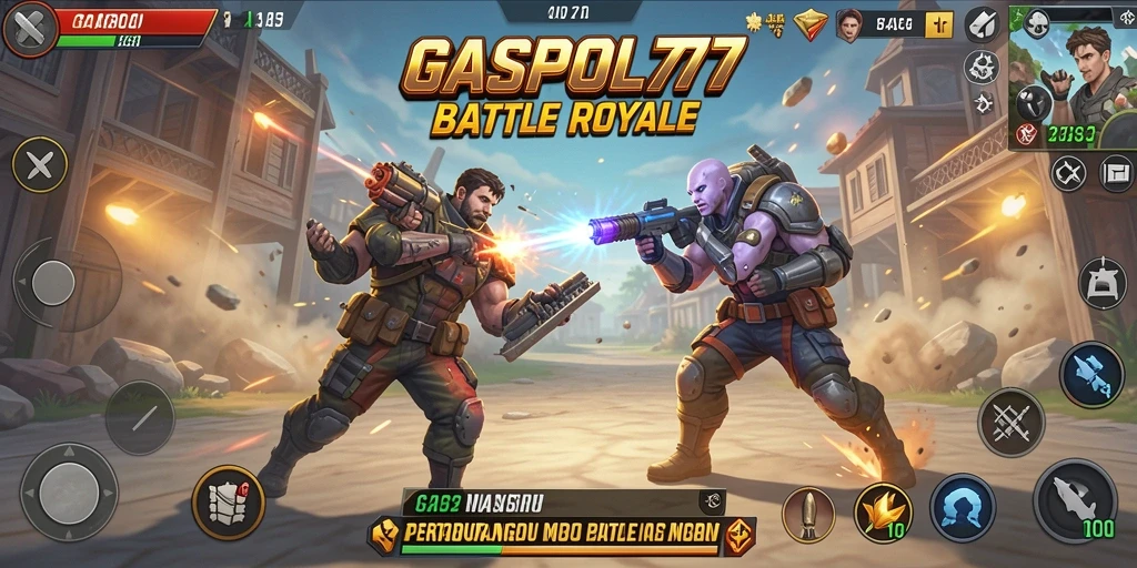 Screenshot GASPOL77 menampilkan aksi seru dalam pertempuran Battle Royale.