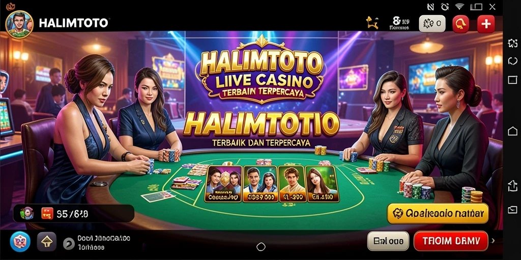 Screenshot HALIMTOTO menampilkan dealer langsung yang sedang menjelaskan permainan.