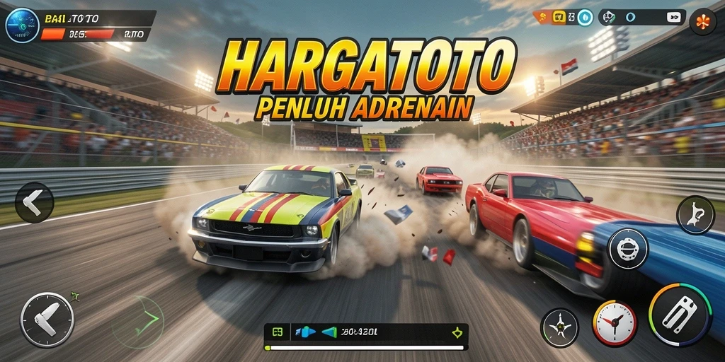 Tampilan gameplay balapan mobil yang mendebarkan di HARGATOTO.