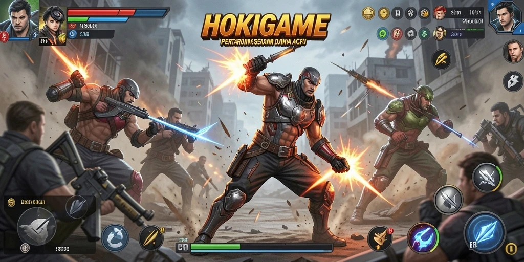 Gambaran aksi pertarungan seru dalam HOKIGAME.