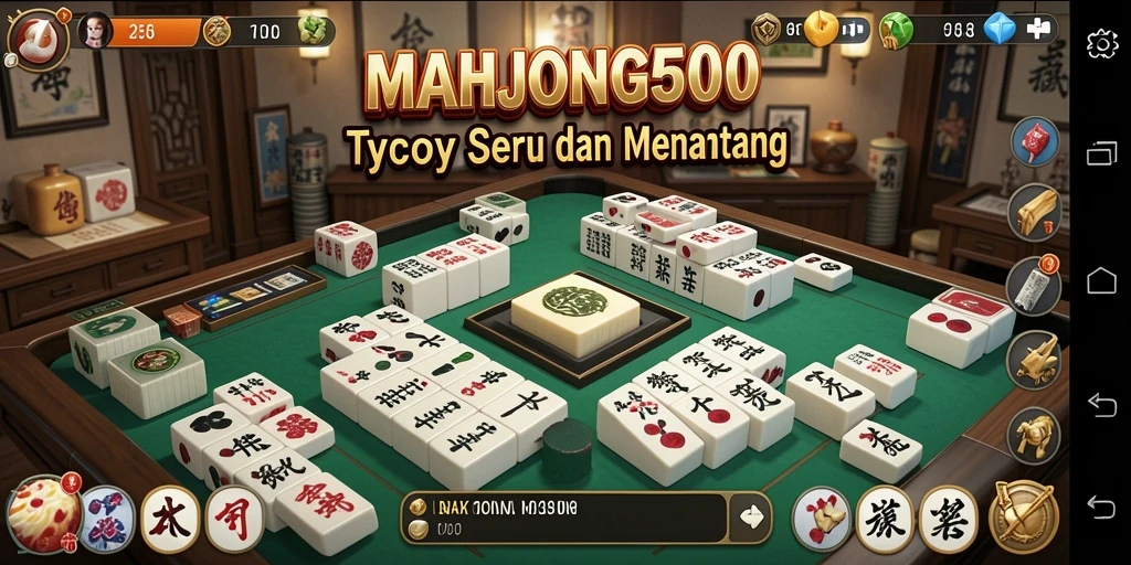 Tampilan gameplay seru di MAHJONG500 dengan strategi Tycoon.