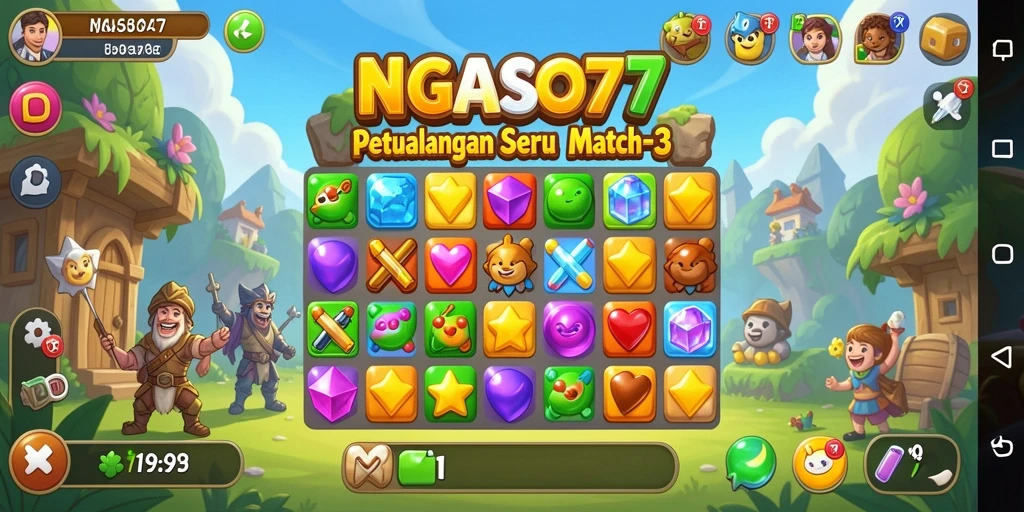 Screenshot gameplay NGASO77 menampilkan keseruan bermain Match-3.