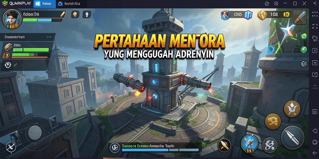 Tampilan gameplay QUARKPLAY yang seru di Tower Defense