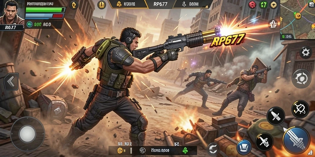 Screenshot gameplay RP6677 yang menunjukkan aksi pertarungan yang seru.