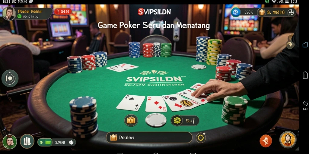 Screenshot gameplay SVIPSILDN menampilkan suasana permainan Poker yang mendebarkan.