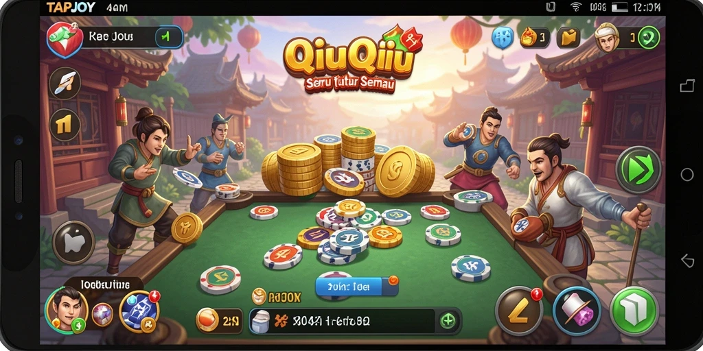 Tampilan gameplay seru dalam TAPJOY saat bermain QiuQiu.